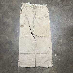 Vintage 50s Reed's Army Twill Tan Cotton Chino Pants 29x28